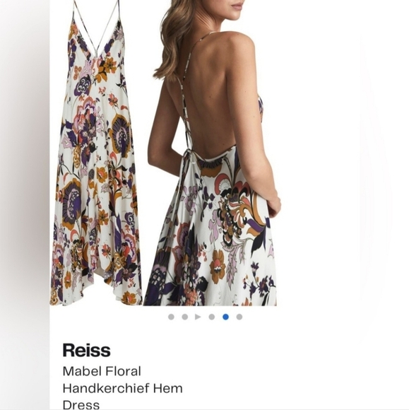 Reiss Mabel Floral Hankerchief Hem Asymmetrical Sundress Spaghetti Straps - 10 - Picture 2 of 11